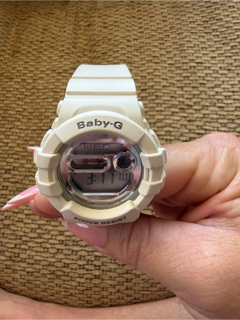 Casio Baby-G Women's Digital Watch in Cream, Off-White color
